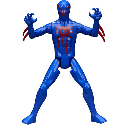 Spider-Man 2099 action figure with a blue mask and red suit details