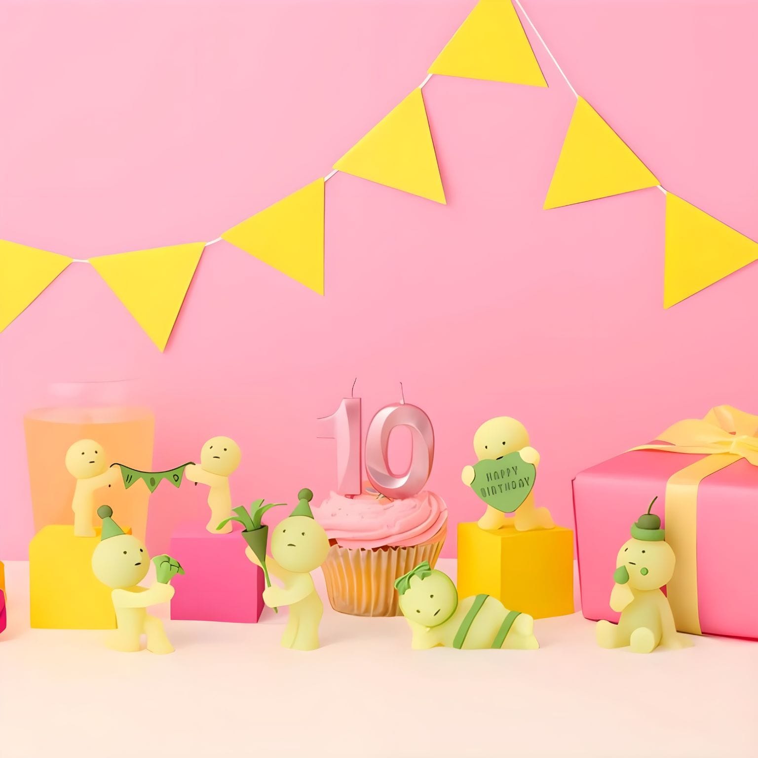 Figura Smiski Aniversário com personagens da Birthday Series