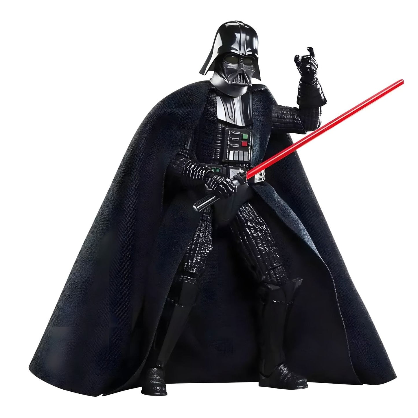 Figura Star Wars Darth Vader da Hasbro com capa preta e sabre de luz vermelho