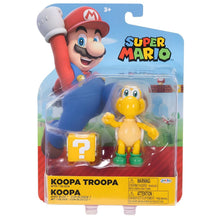 Figura Super Mario Koopa amarela com carapaça verde e bloco de interrogação