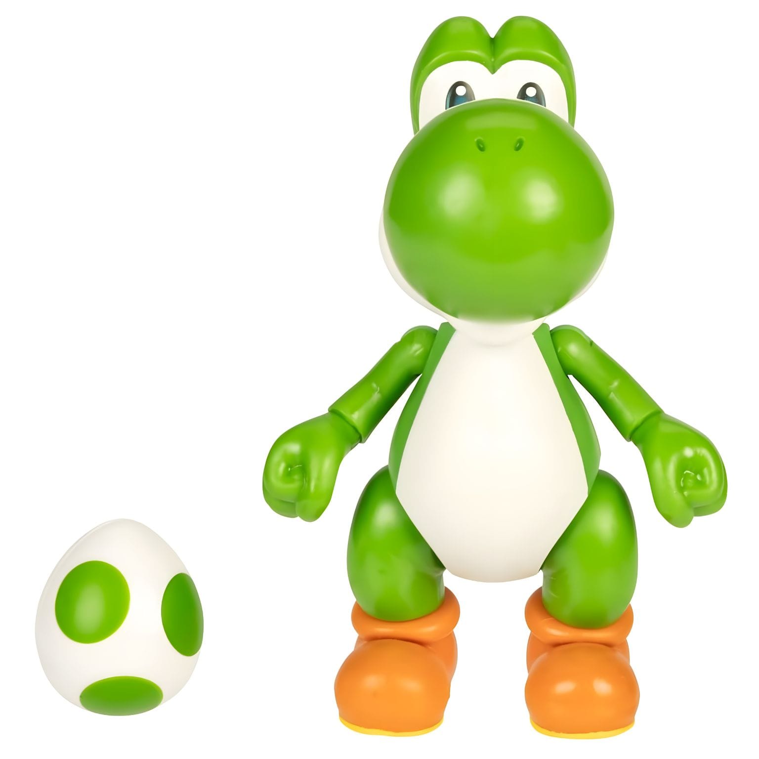 Figura Super Mario Yoshi com ovo verde, botas laranja e ovo branco com manchas verdes