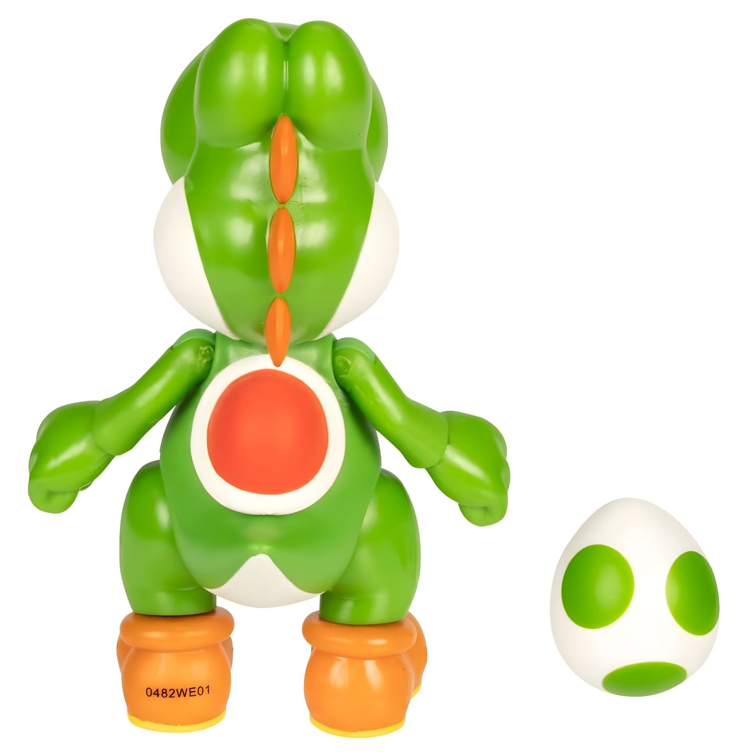 Figura Super Mario Yoshi com ovo verde, botas laranja e ovo branco com manchas verdes