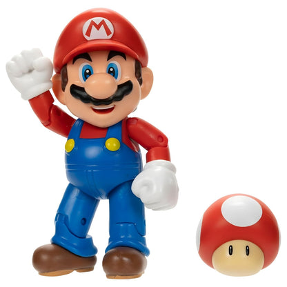 Super Mario figure with red super mushroom by Jakks Pacific in colourful packaging