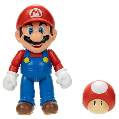 Super Mario figure with red super mushroom by Jakks Pacific in colourful packaging