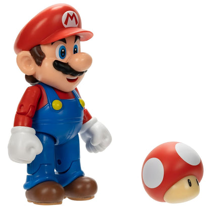 Super Mario figure with red super mushroom by Jakks Pacific in colourful packaging