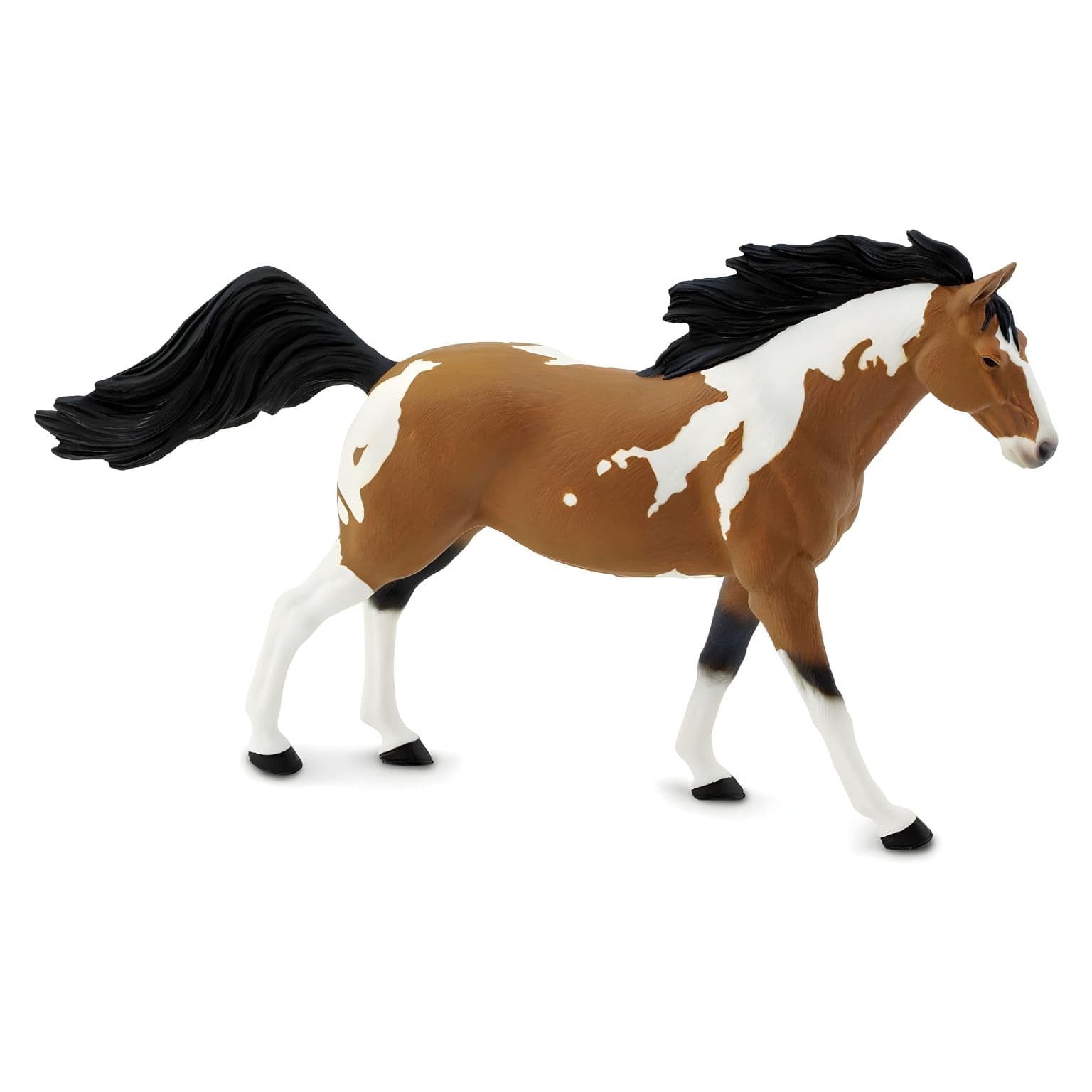 Figura de borracha garanhão mustang pinto em detalhe para coleção