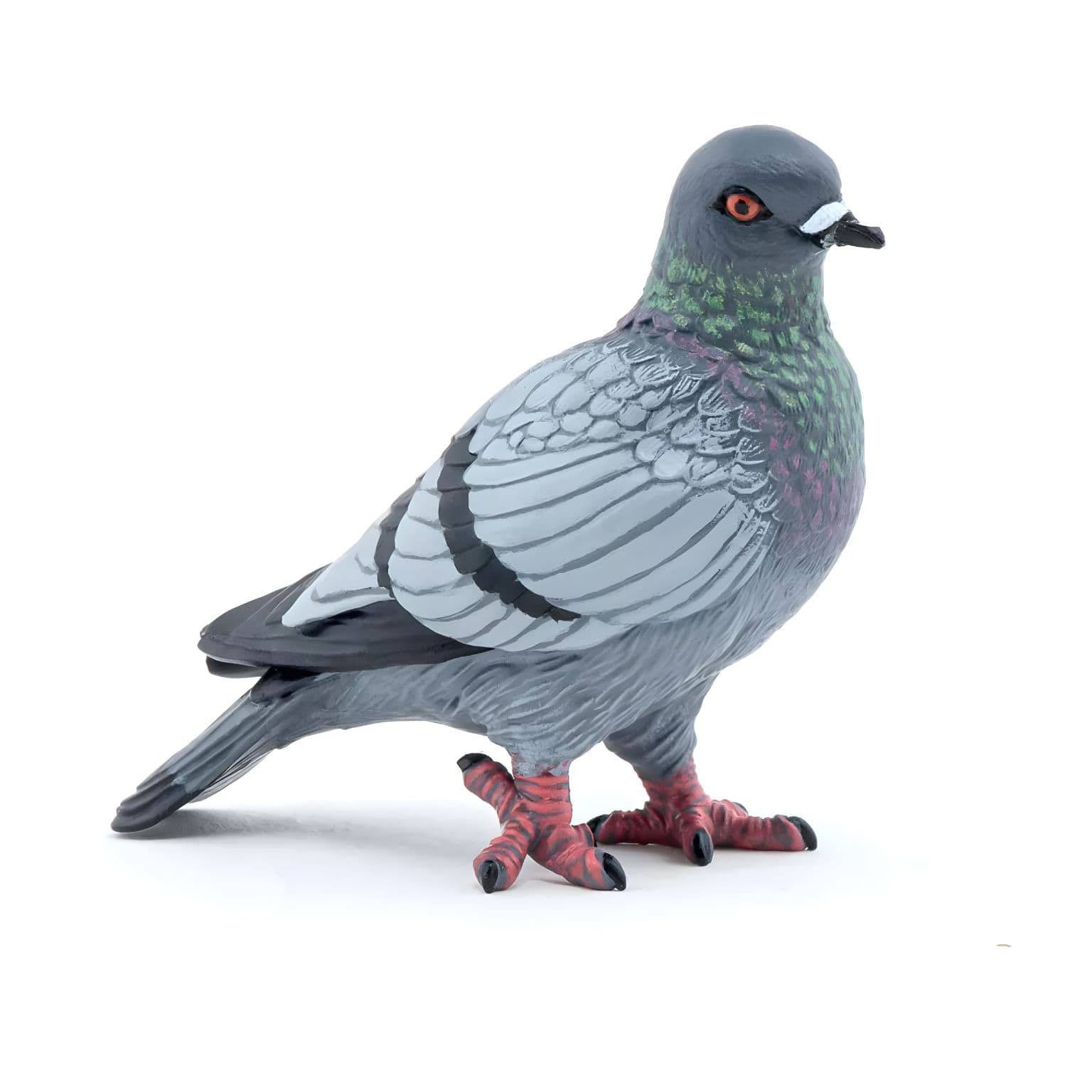 Figura de brinquedo pombo em vista de perfil