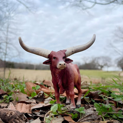 Rubber Ankole Watusi Bull Figure from another perspective