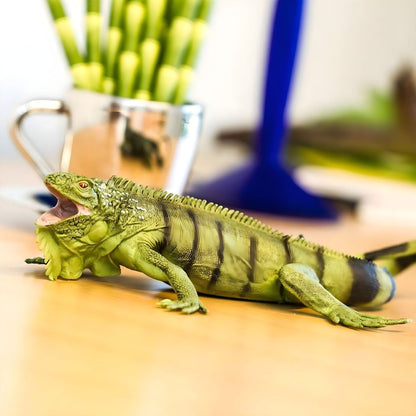 Green iguana toy with an exotic look for creative stories