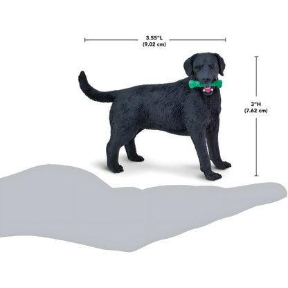 Black Labrador rubber figure with complementary image