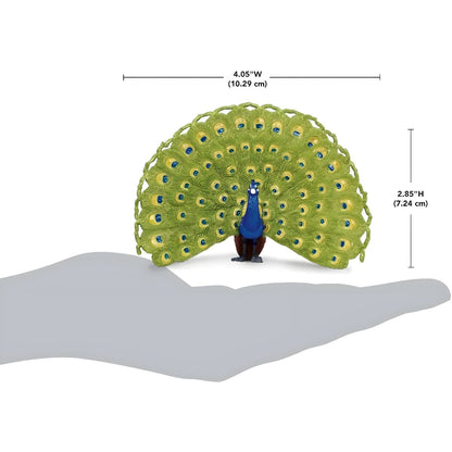 Rubber Peacock figure in detail