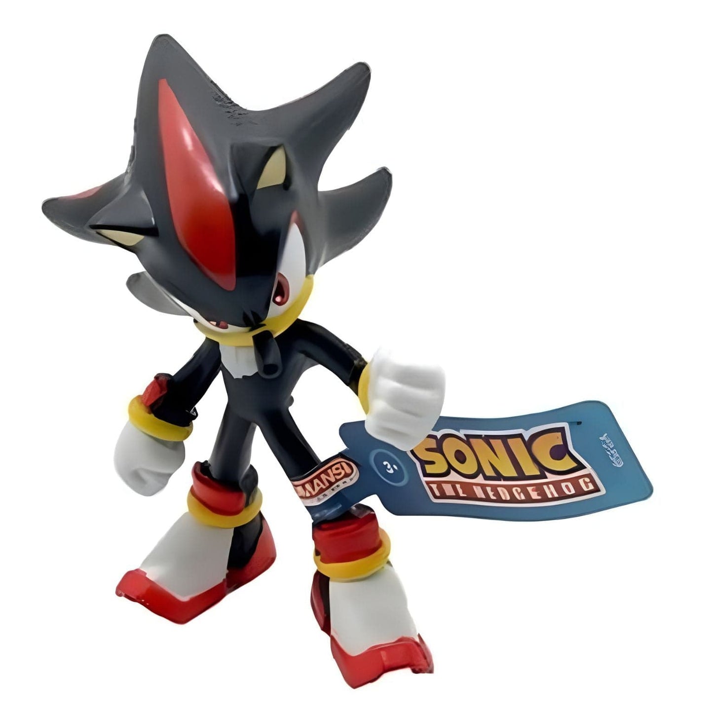 Figura de borracha Sonic - Shadow preta com detalhes vermelhos e punho erguido