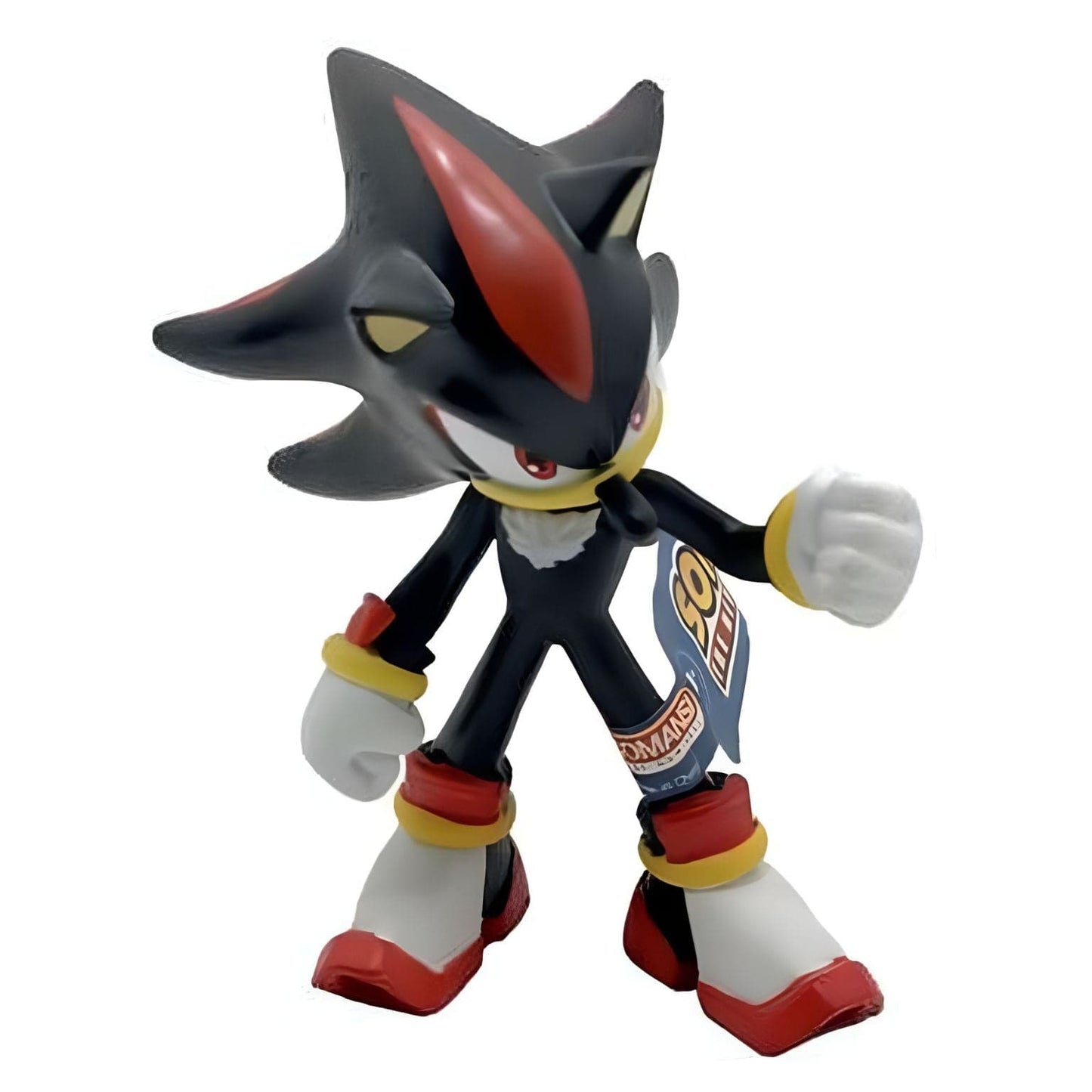 Figura de borracha Sonic - Shadow preta com detalhes vermelhos e punho erguido