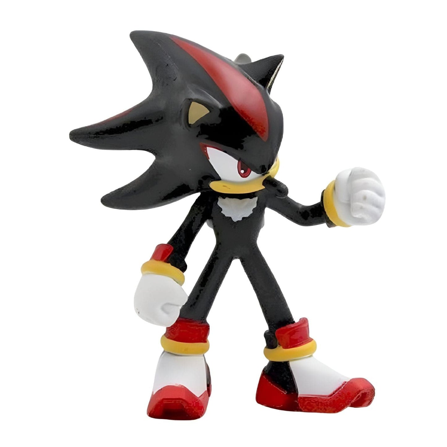 Figura de borracha Sonic - Shadow preta com detalhes vermelhos e punho erguido