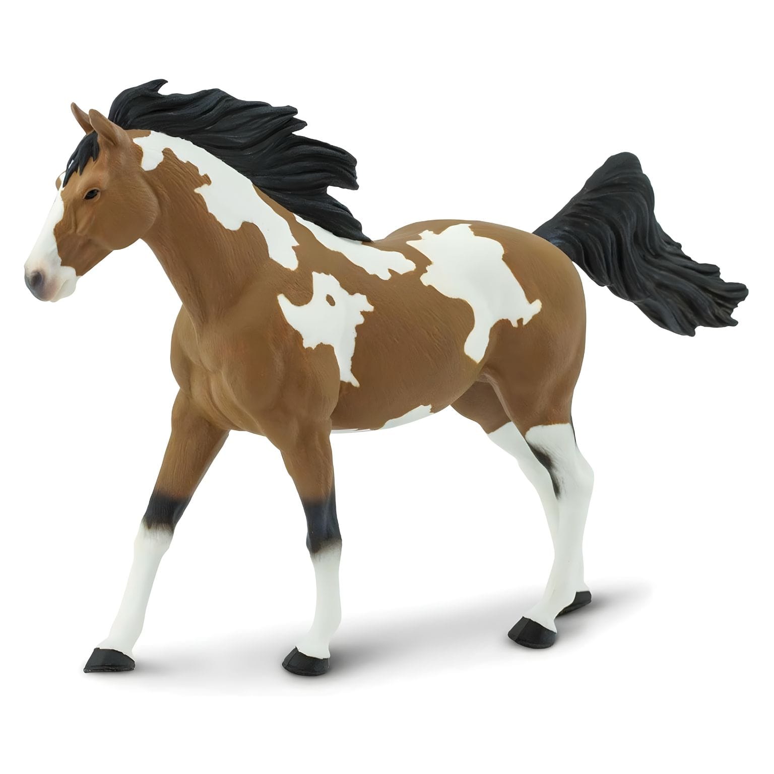 Figura de borracha garanhão mustang pinto para brincadeiras com cavalos