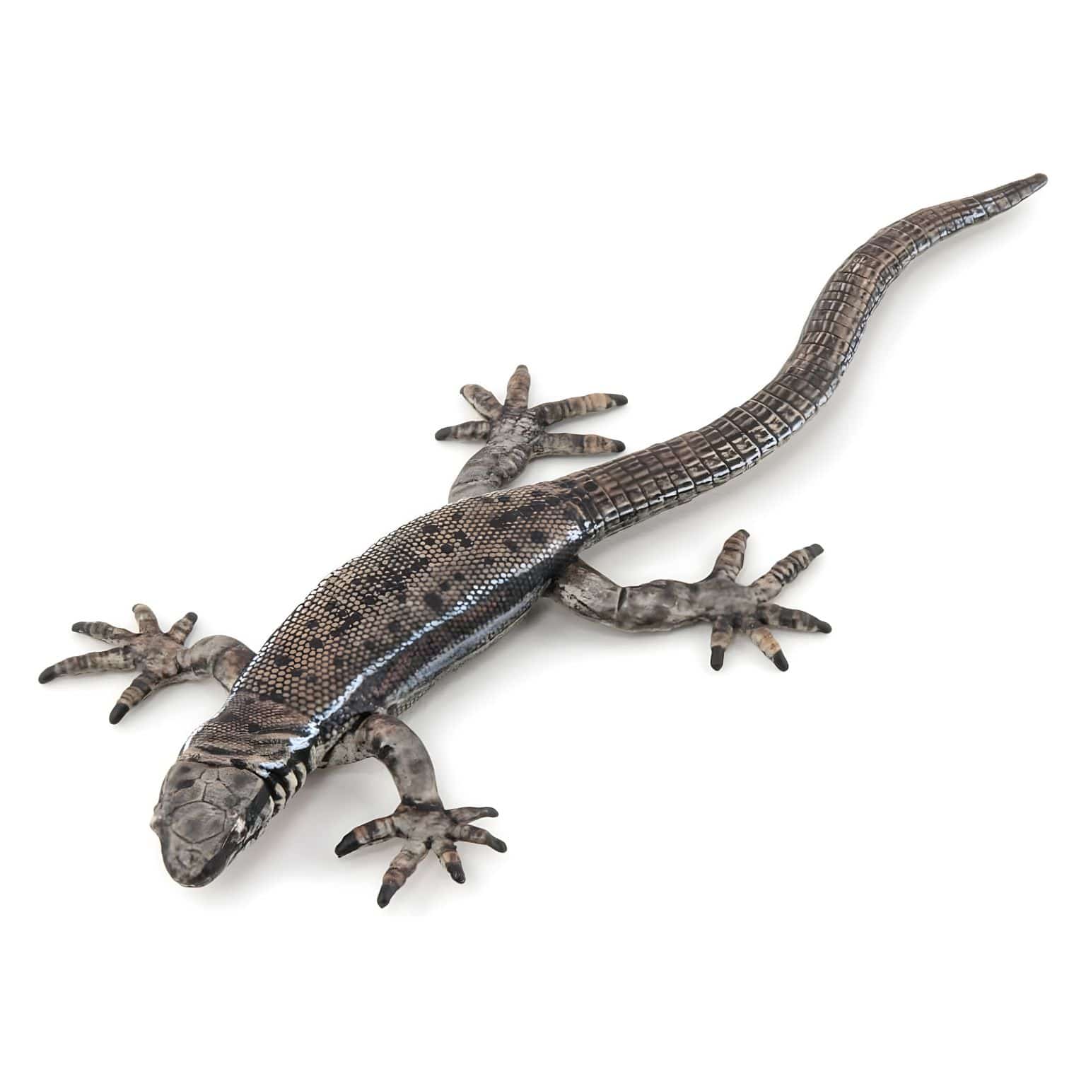 Figura de borracha lagarto comum em vista lateral