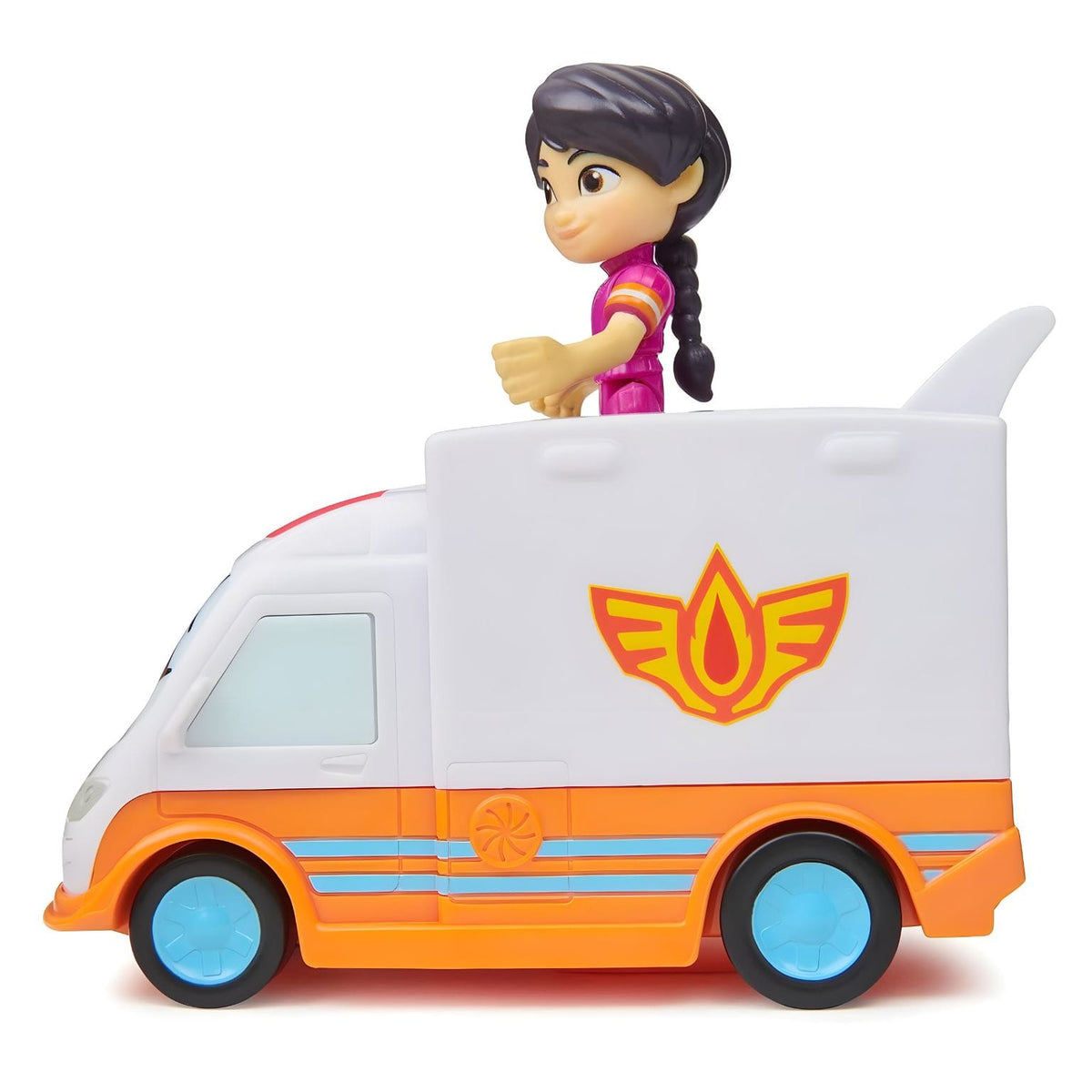 Axl vehicle and Violet figure from Disney Junior Firebuds
