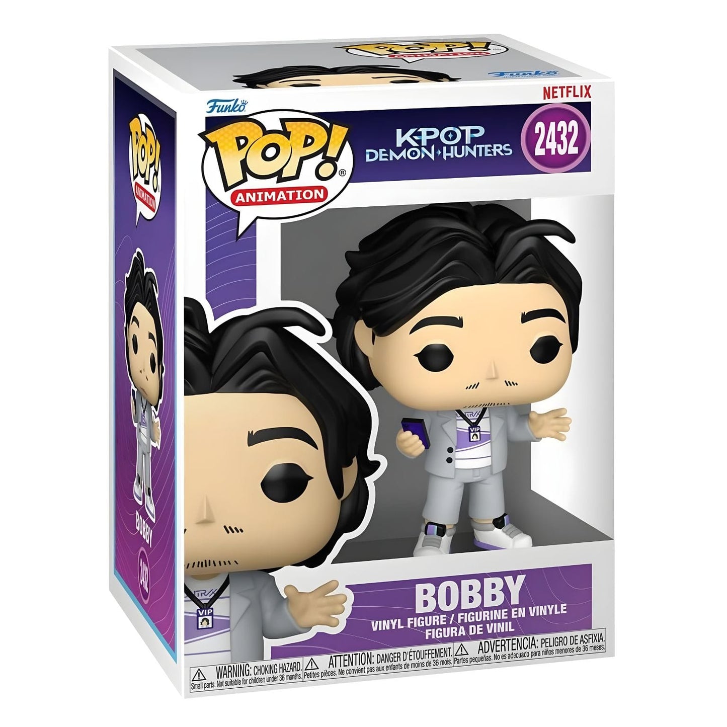 Funko POP K-POP Demon Hunters Bobby em caixa para coleção