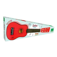 Guitarra infantil vermelha para pequenos concertos em família