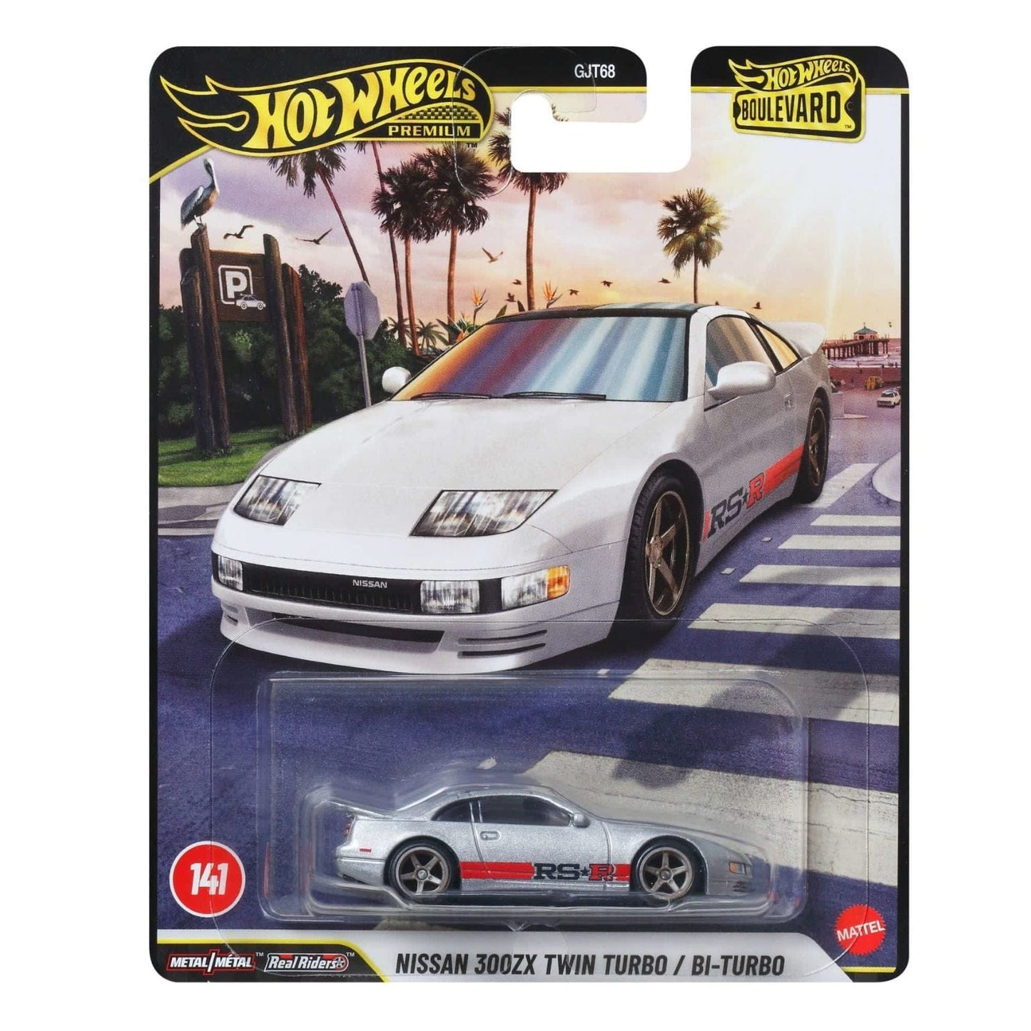 Hot Wheels Nissan 300ZX Twin Turbo cinzento com faixa vermelha Hot Wheels Boulevard