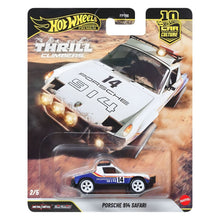 Hot Wheels Porsche 914 Safari miniatura com visual de rally em branco e azul com número 14