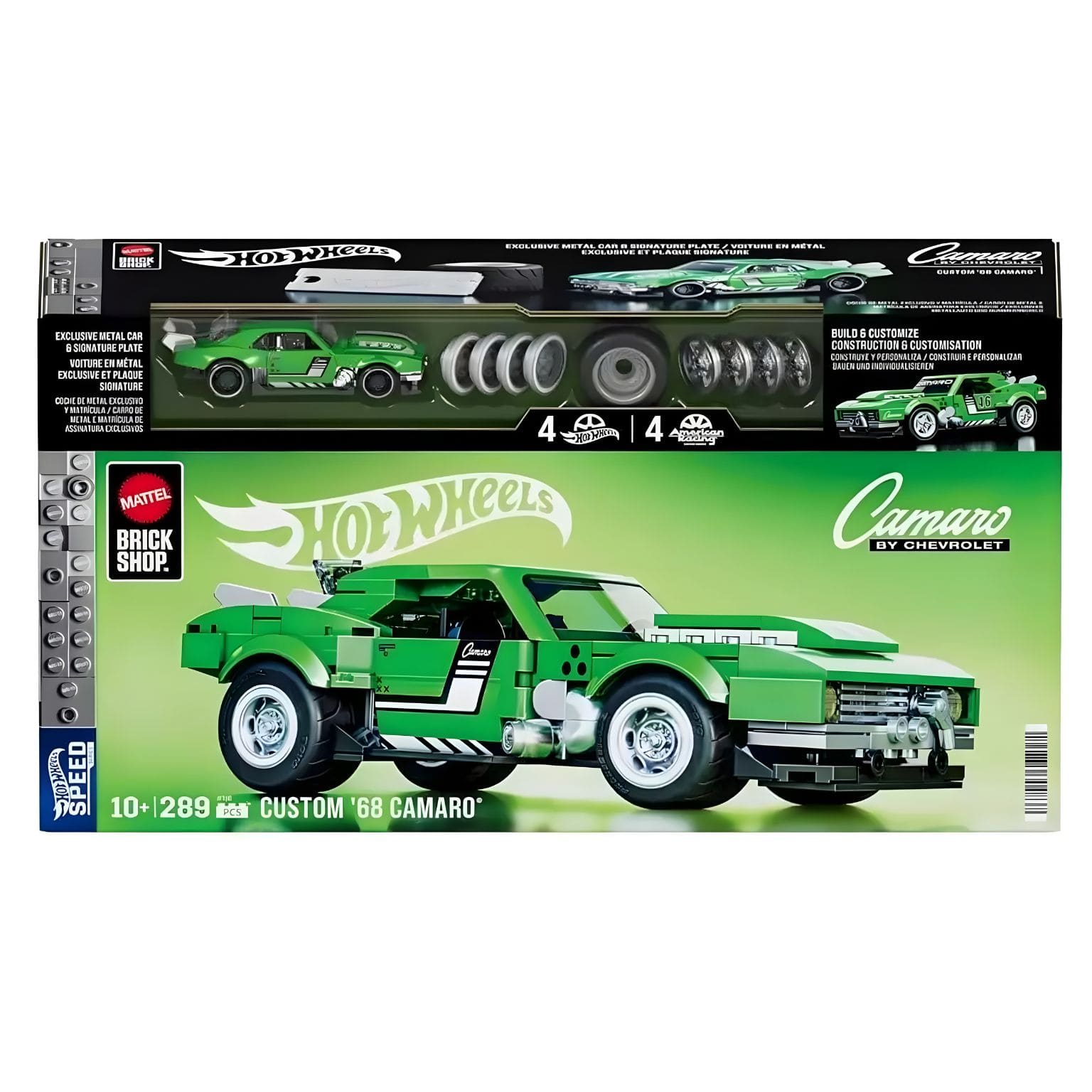 Hot Wheels Speed Series Custom 68 Camaro verde de construir com estilo de corrida