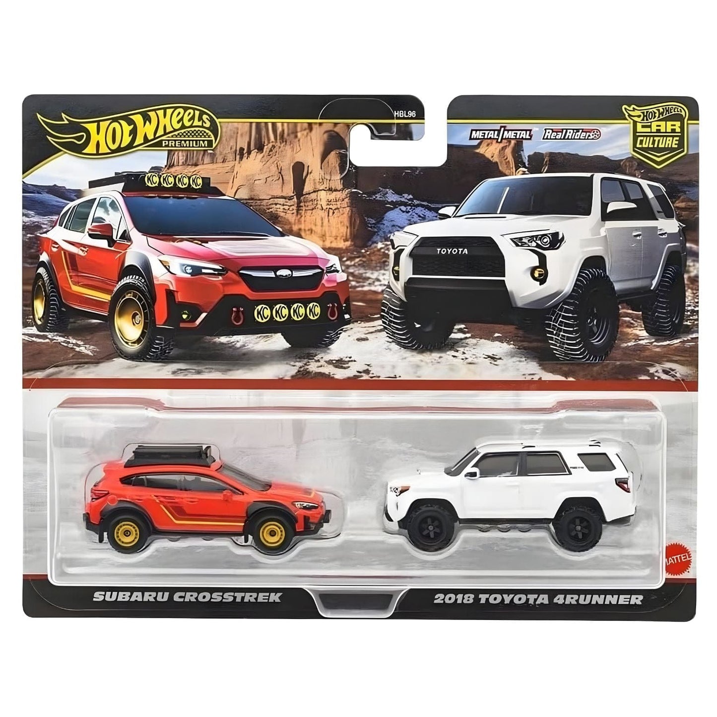 Hot Wheels Subaru Crosstrek vermelho e 2018 Toyota 4Runner branco conjunto de carros de aventura