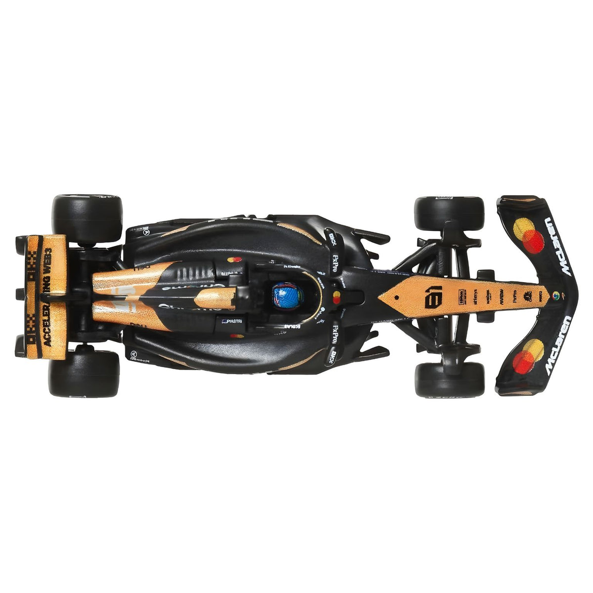 Hot Wheels Formula 1 McLaren MCL38 Oscar Piastri racing miniature for display, featuring McLaren colours.
