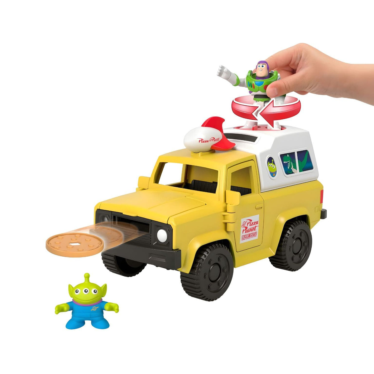 Buzz Lightyear and Alien in the Pizza Planet truck