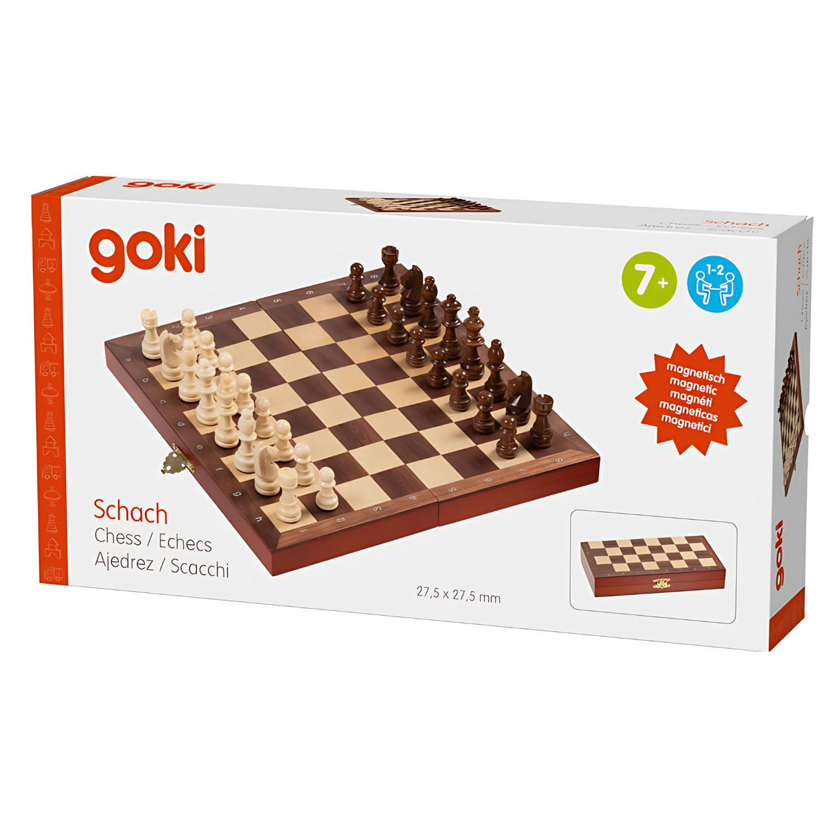 Magnetic chess set in a wooden box with board and pieces