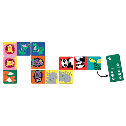 Wildlife Domino Game with colorful animals for children from 3 years old