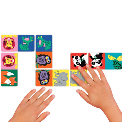 Wildlife Domino Game with colorful animals for children from 3 years old