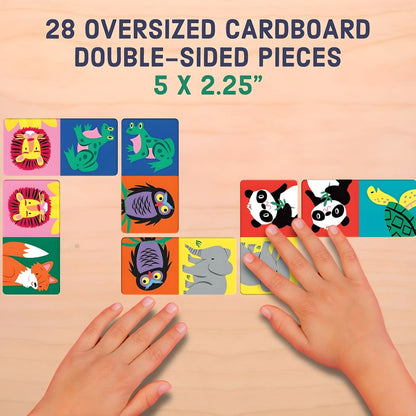 Wildlife Domino Game with colorful animals for children from 3 years old