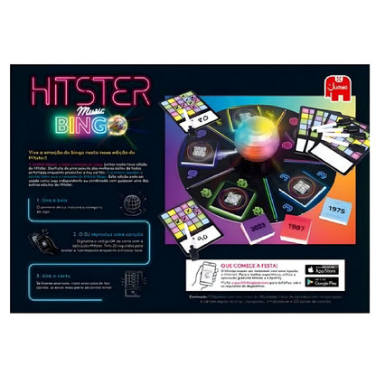 Hitster Music Bingo Board Game with luminous roulette and colorful cards for musical bingo