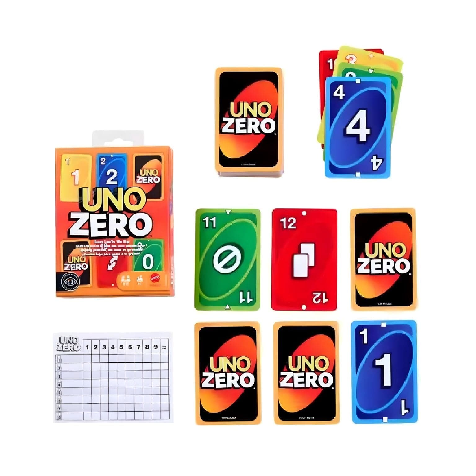 Jogo de cartas Uno Zero Mattel cartas coloridas para família e crianças 7+