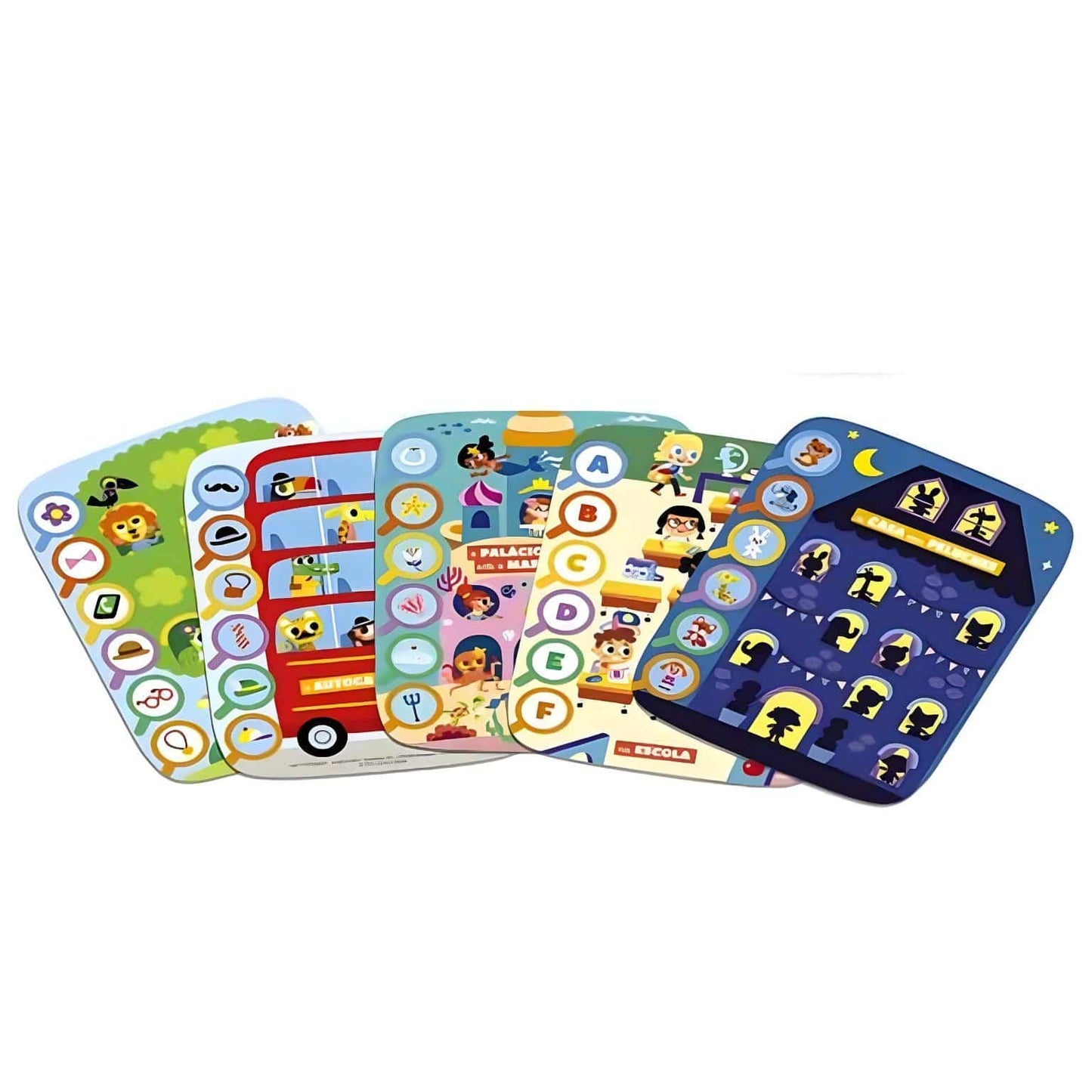 Jogo educativo Lectron Relaciono e Aprendo Diset com cartões ilustrados e painel com luz e som