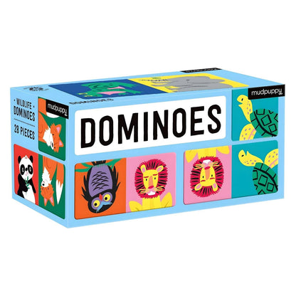Wildlife Domino Game with colorful animals for children from 3 years old