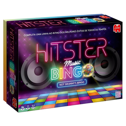 Hitster Music Bingo Board Game with luminous roulette and colorful cards for musical bingo