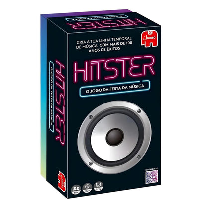 Jumbo Hitster Board Game with colorful cards of years and musical party game