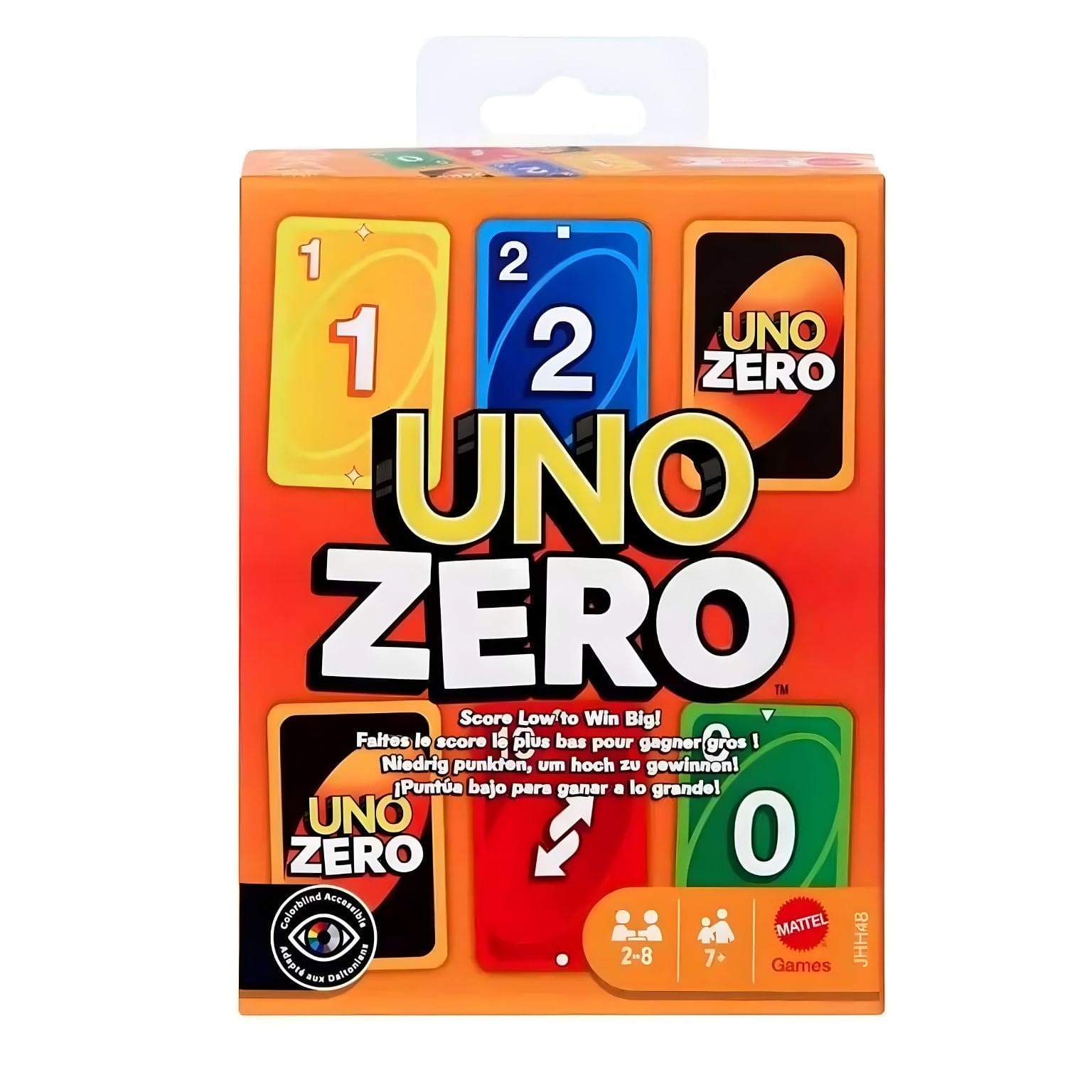 Jogo de cartas Uno Zero Mattel cartas coloridas para família e crianças 7+