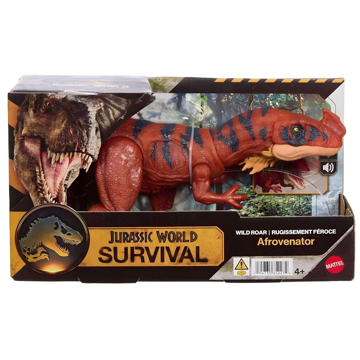 Jurassic World Survival - Afrovenator dinossauro Mattel vermelho com riscas escuras