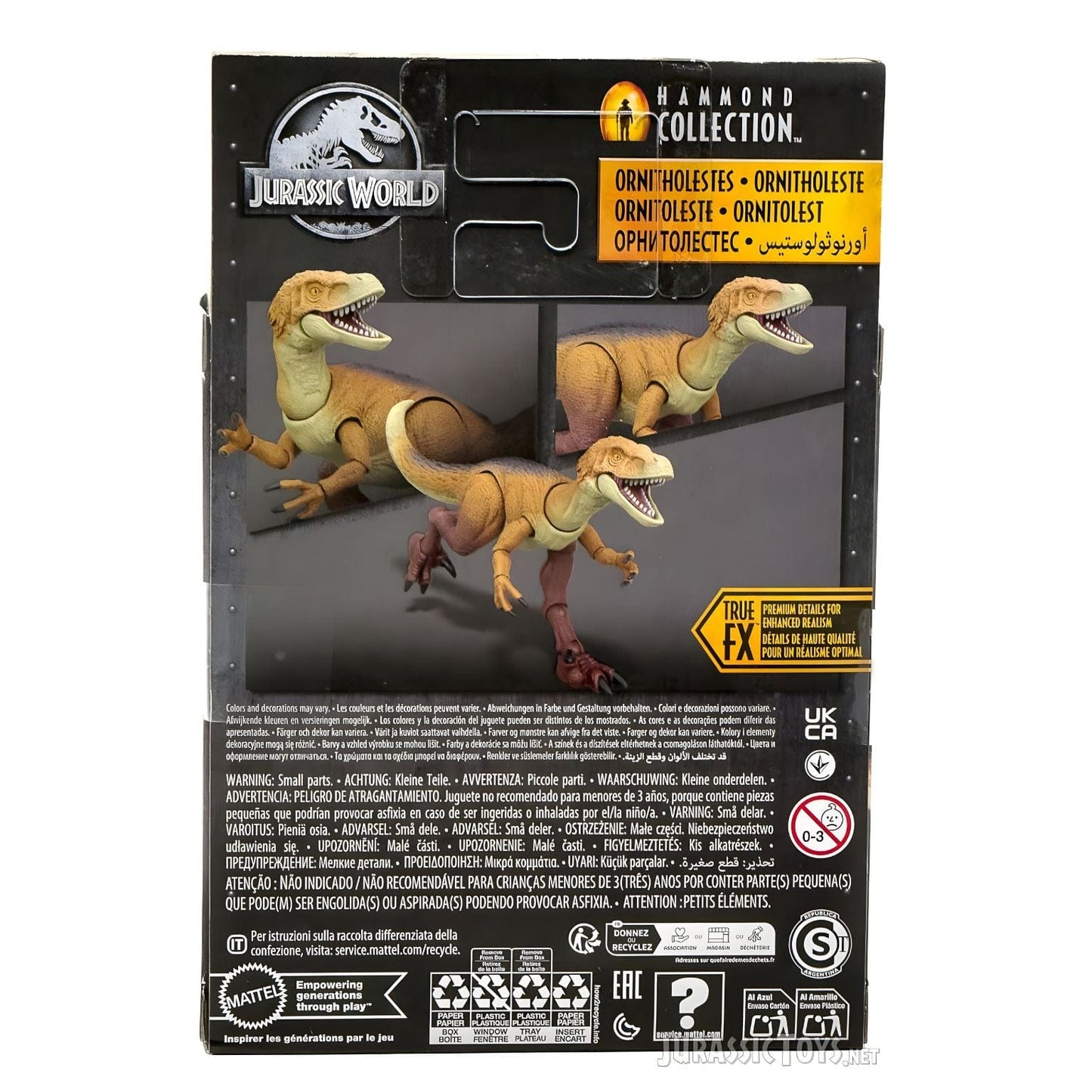 Jurassic World Hammond Collection Ornitholestes figura de dinossauro Jurassic World da Mattel em embalagem Hammond Collection