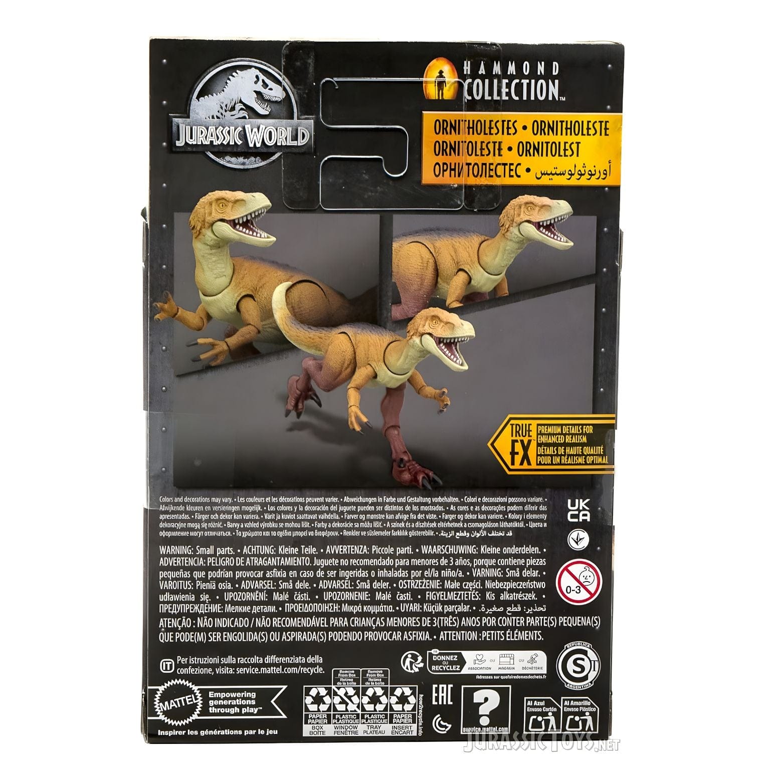 Jurassic World Hammond Collection Ornitholestes figura de dinossauro Jurassic World da Mattel em embalagem Hammond Collection