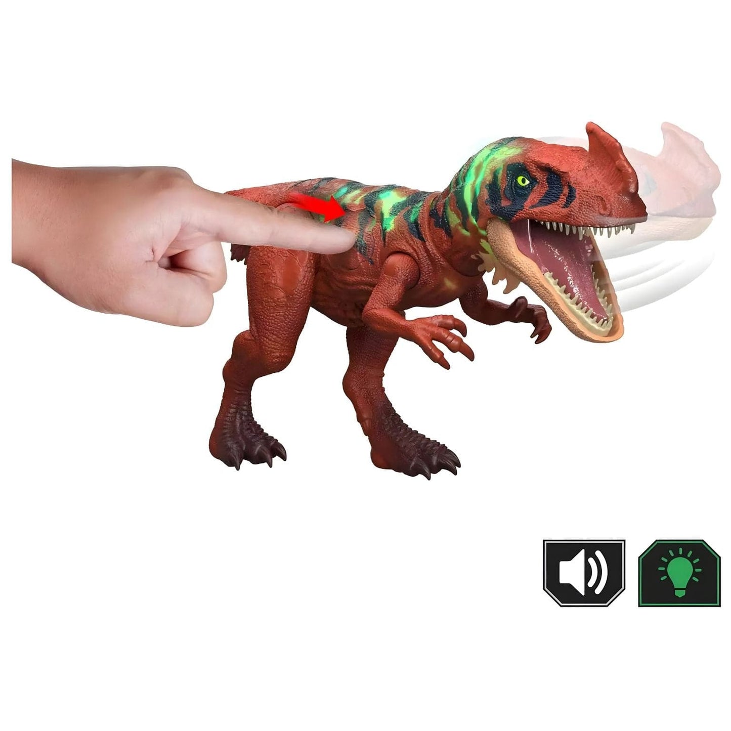 Jurassic World Survival - Afrovenator dinossauro Mattel vermelho com riscas escuras