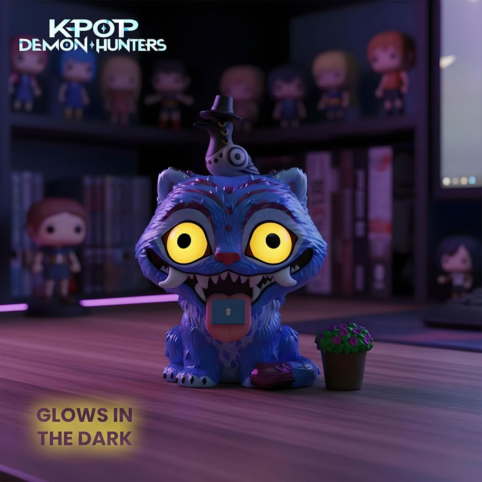 Funko Pop Derpy com Sussie K-Pop Demon Hunters monstro azul glow no escuro