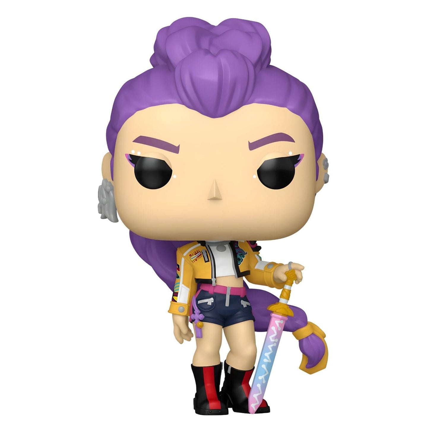 Funko Pop K-Pop Demon Hunters Rumi cabelo roxo espada figura colecionável