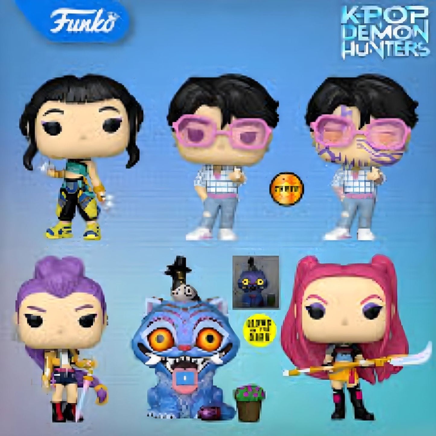 Funko Pop K-Pop Demon Hunters Rumi cabelo roxo espada figura colecionável