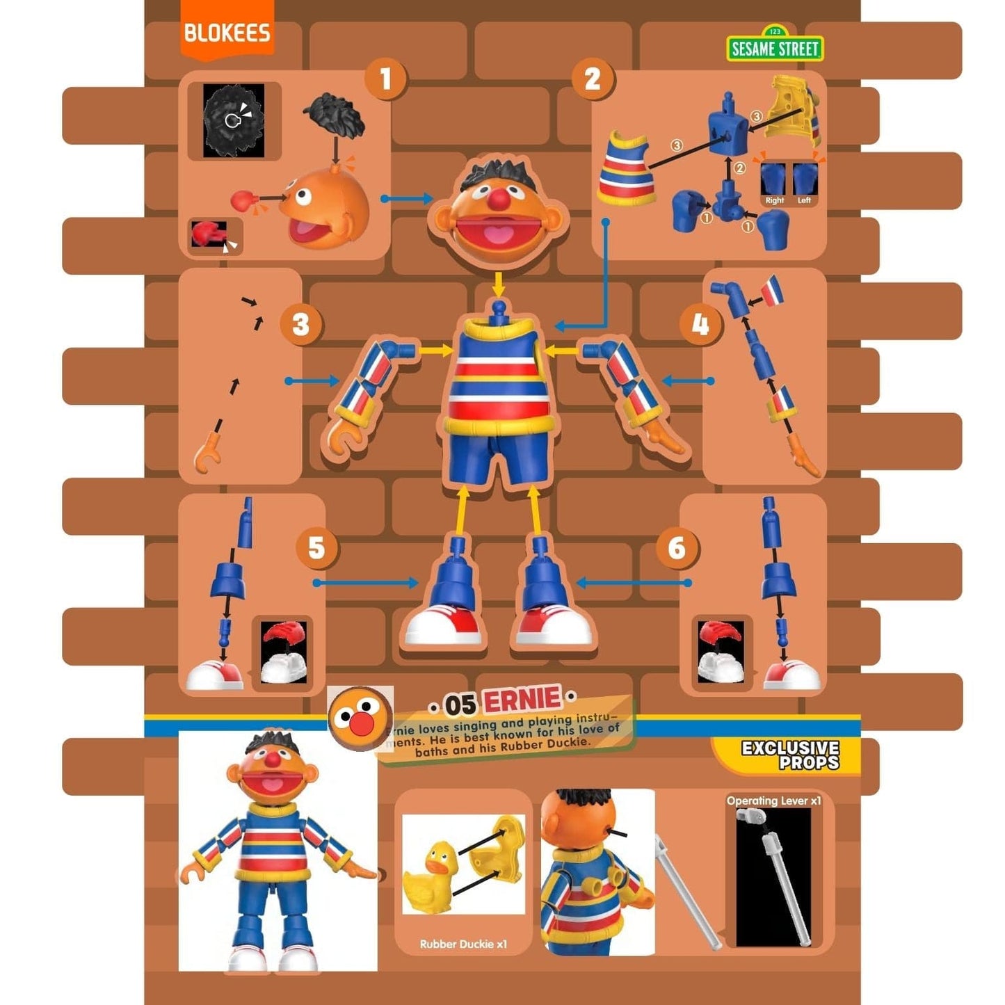 Kit Blokees Rua Sésamo série 2 com Bert, Ernie, Oscar e Conde Contar