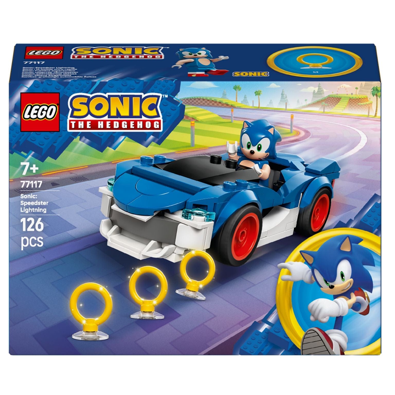 LEGO Sonic: Speedster Lightning carro azul do Sonic com anéis para brincar e correr