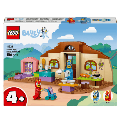 LEGO Bluey School with Rusty and Bluey in a classroom setting